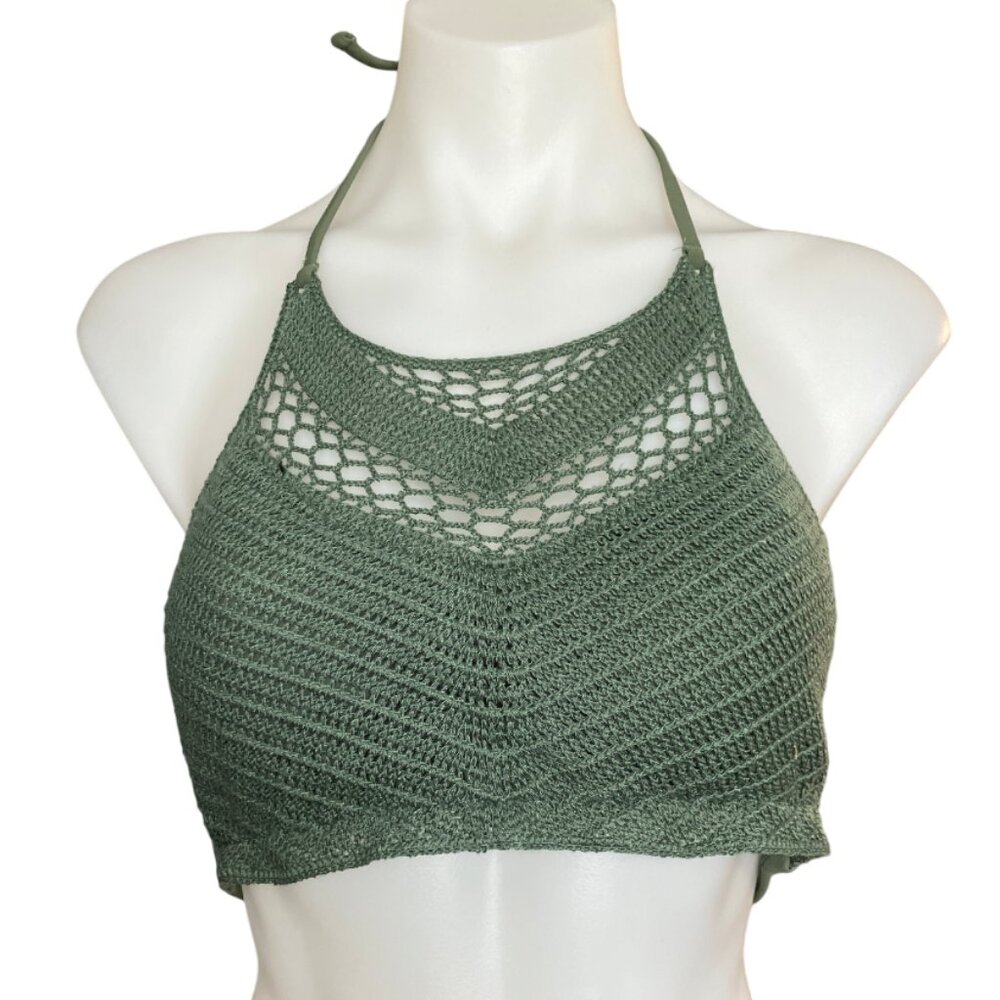 So swim Crochet High Neck Top Sage Green Junior size L(11-13)